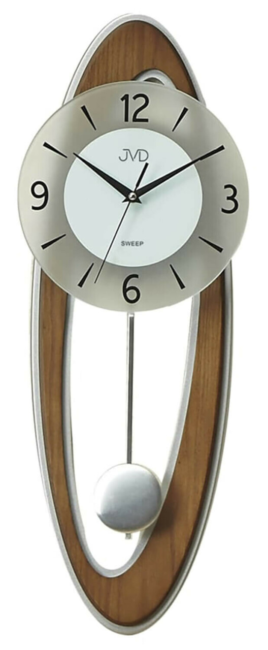 Horloge murale &agrave; balancier en bois noyer ovale