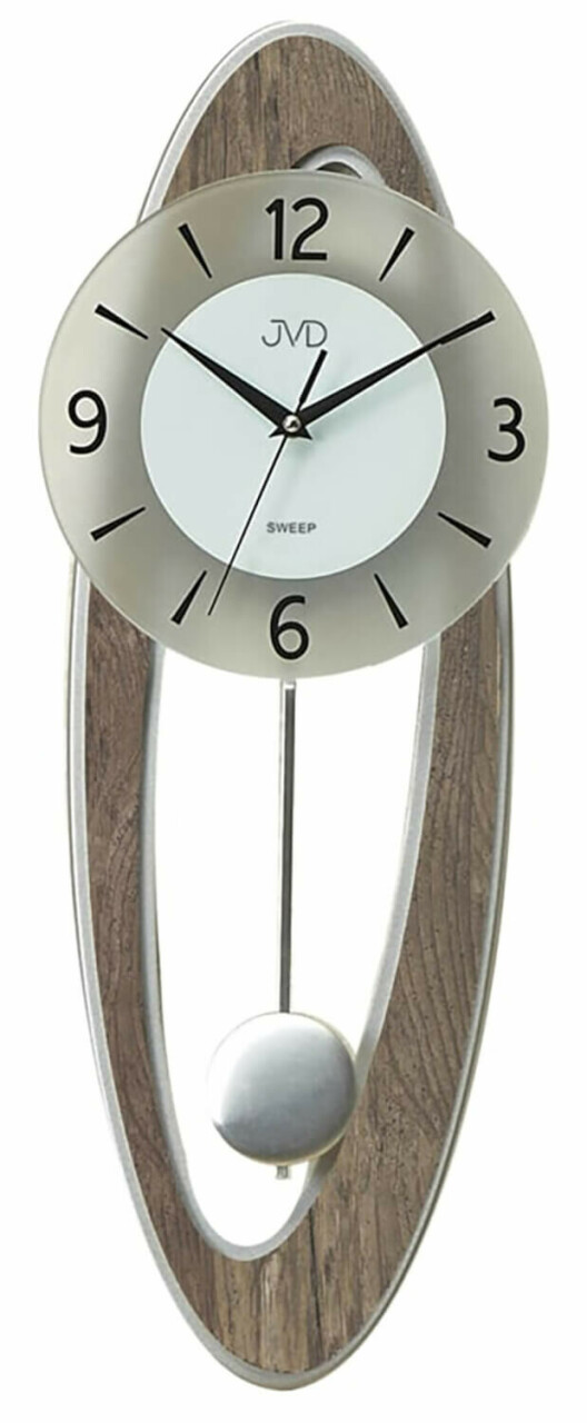 Horloge murale &agrave; balancier en bois chene ovale