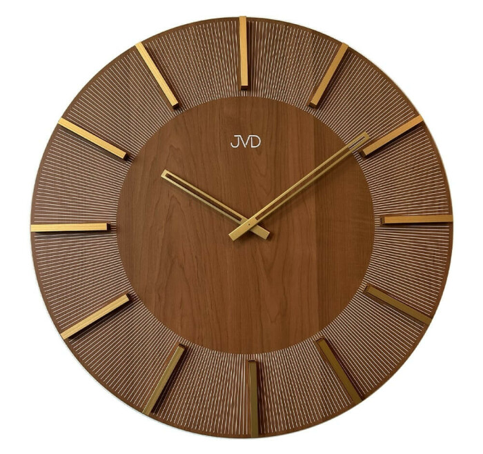 Horloge murale en bois index en relief diametre 50 cm façon bois