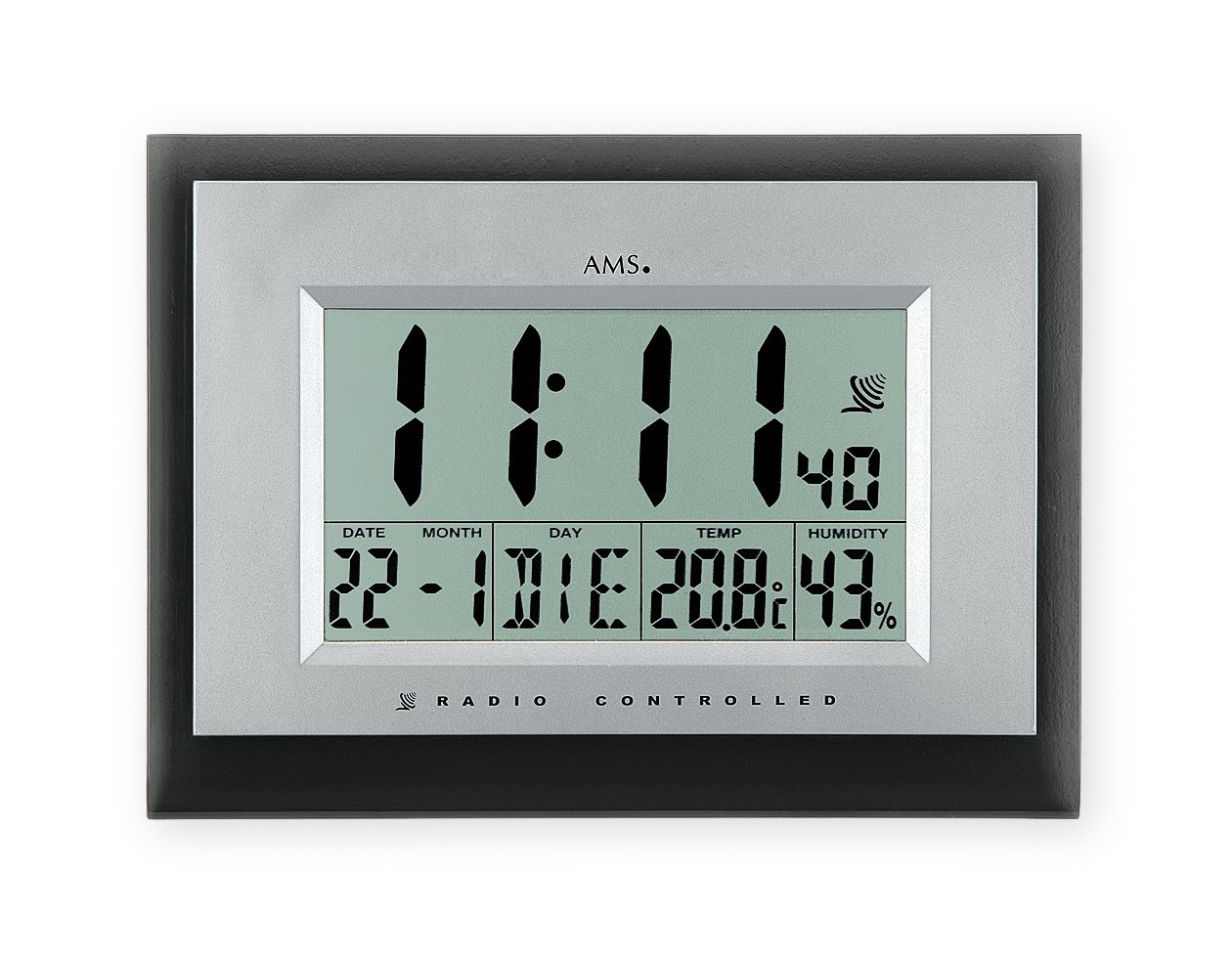 Horloge murale digitale radio pilotée blackstyle 1001 pendules