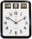 Horloge murale à calendrier pèrpetuel en français noire