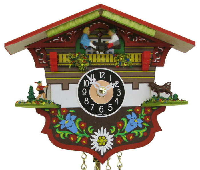 Horloge murale chalet coloré_zoom