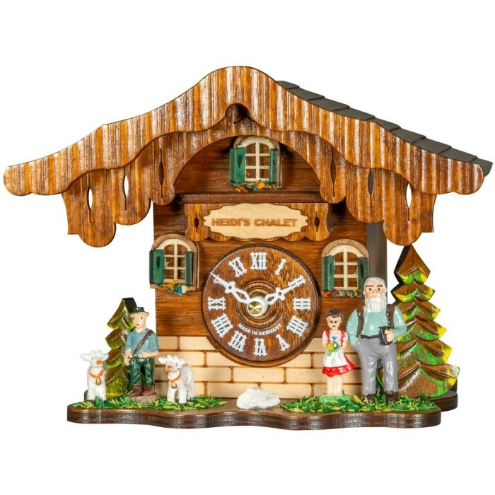 Horloge chalet Heidi &agrave; poser &agrave; pile 14 cm