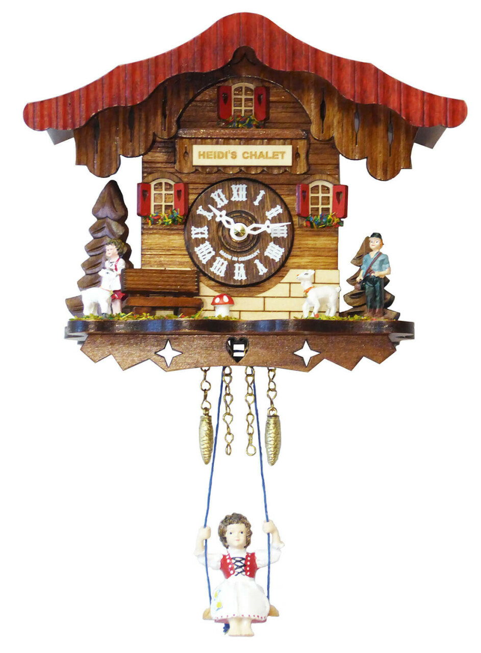 Horloge coucou enfants &agrave; pile chalet Heidi 15 cm
