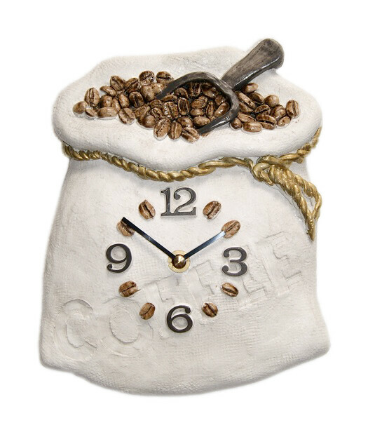 Pendule murale en c&eacute;ramique caf&eacute; pour cuisine