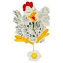 Horloge murale pour cuisine poule blanche avec balancier &oelig;uf au plat