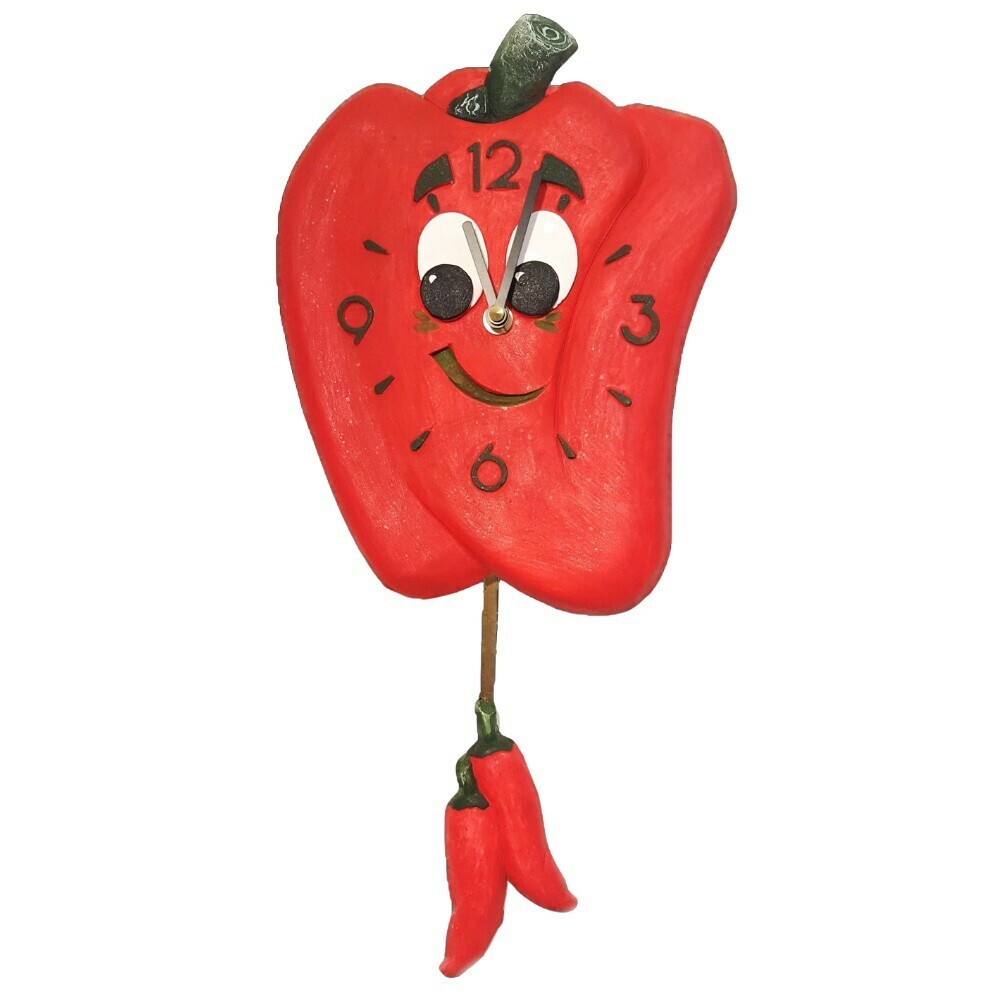 Horloge murale pour cuisine poivron rouge et piments balancier