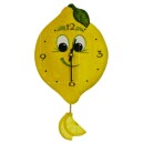 Horloge de cuisine citron jaune et tranches balancier