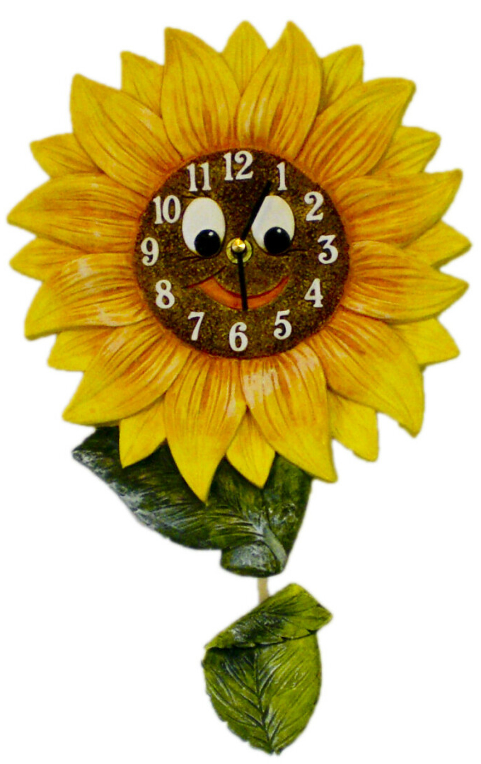 Pendule murale en c&eacute;ramique tournesol pour cuisine