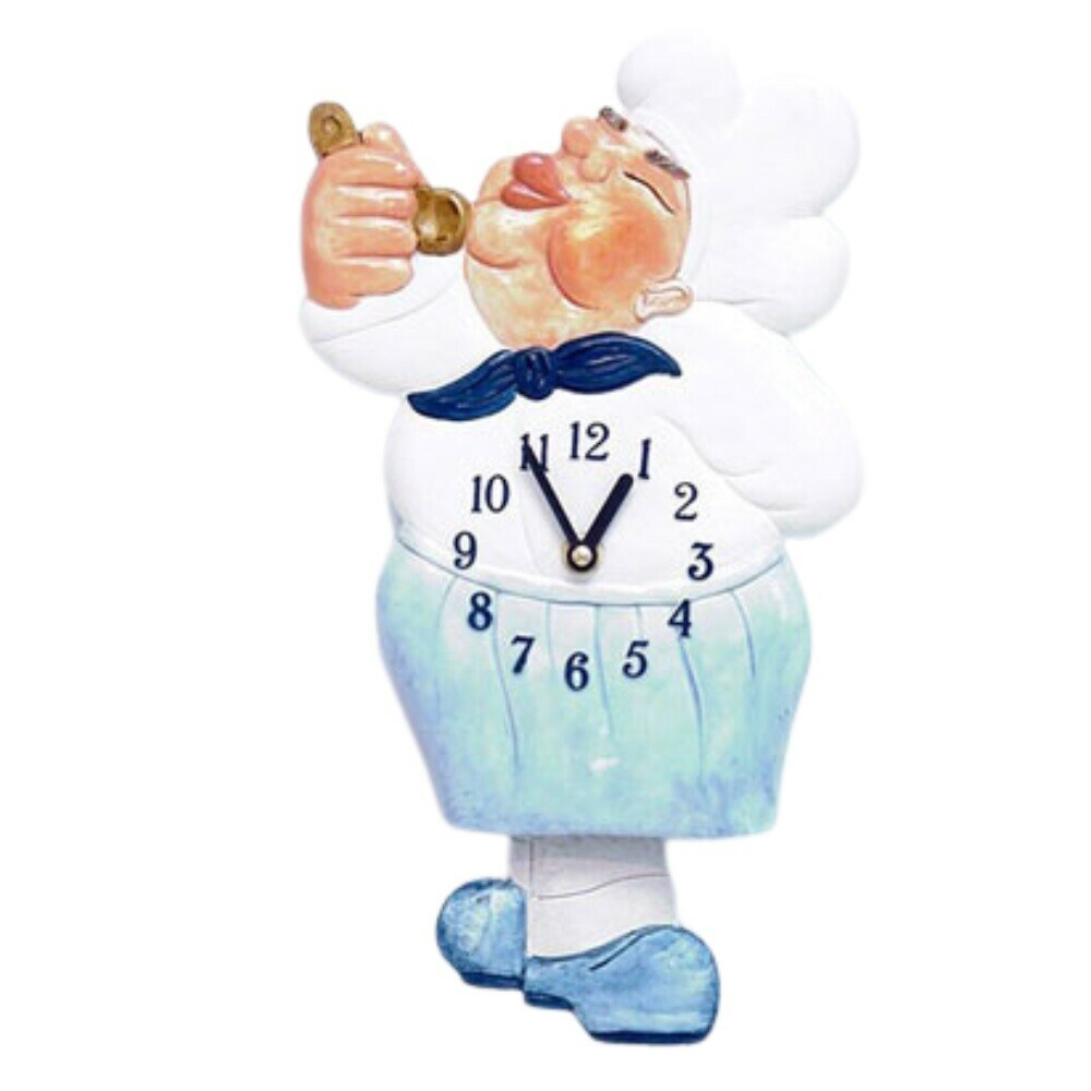 Horloge murale de cuisine en c&eacute;ramique chef cuisinier