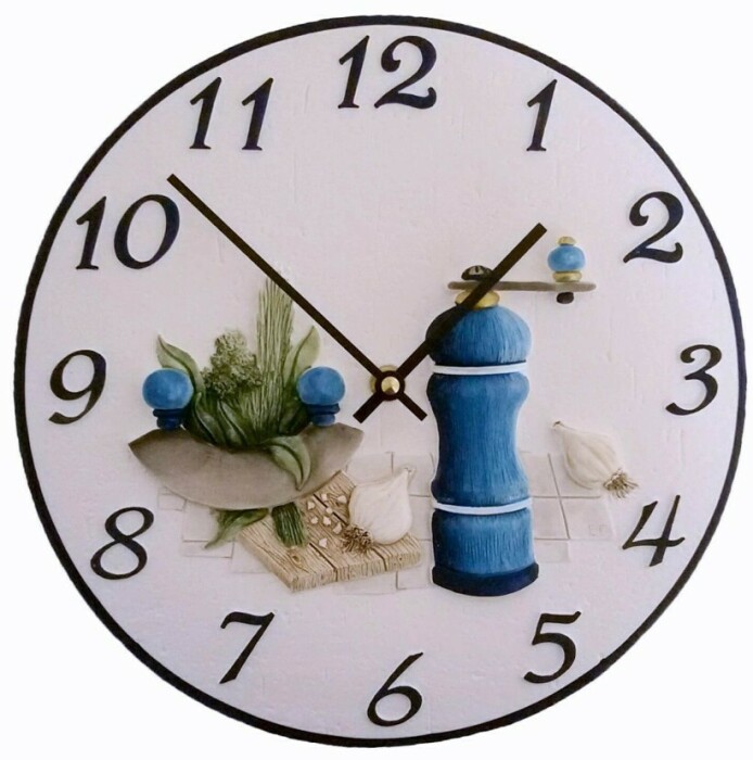 Pendule murale pour cuisine moulin bleu
