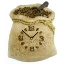 Horloge murale de cuisine sac de caf&eacute; en grains marron