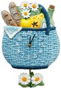 Pendule murale pour cuisine panier du march&eacute; bleu