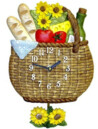 Pendule murale pour cuisine panier du march&eacute; marron