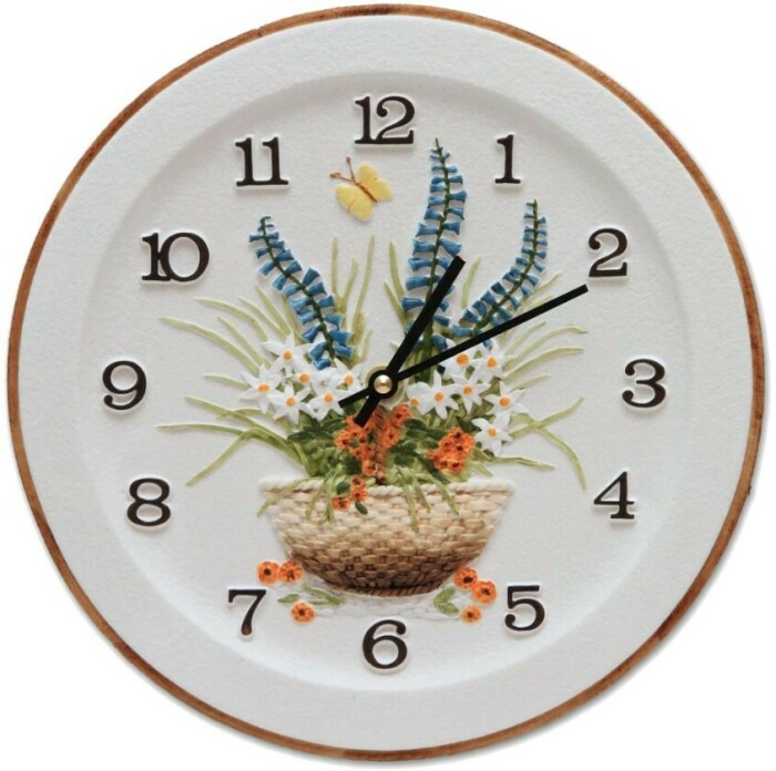 Pendule murale pour cuisine bouquet de fleurs séchées