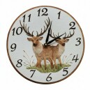 Horloge murale pour cuisine ronde avec d&eacute;cor cerf majestueux