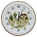 Horloge murale pour cuisine ronde en c&eacute;ramique d&eacute;cor champ&ecirc;tre avec oies