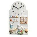 Horloge de cuisine en c&eacute;ramique d&eacute;cor brun peinte &agrave; la main