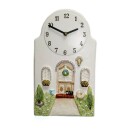 Horloge murale pour cuisine d&eacute;corative motif maison de campagne en c&eacute;ramique
