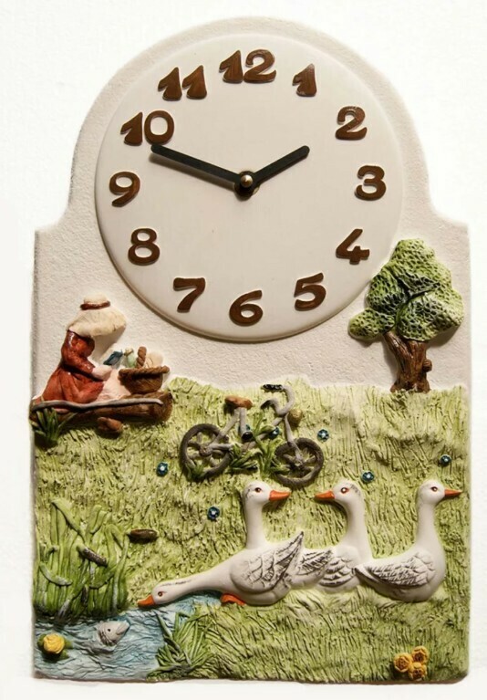 Pendule murale pour cuisine les oies au parc