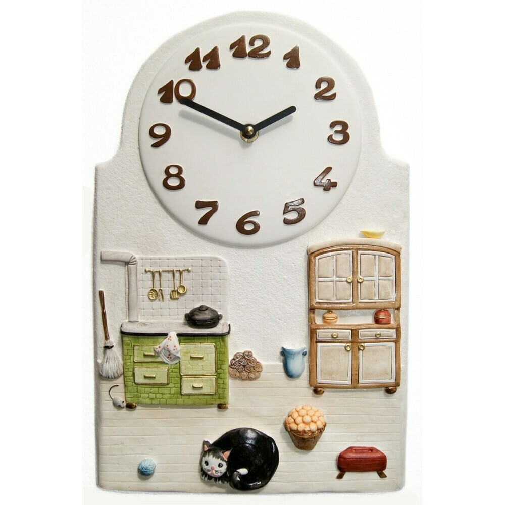 Horloge murale pour cuisine en c&eacute;ramique d&eacute;cor cuisine rustique
