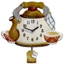 Horloge murale pour cuisine th&eacute;i&egrave;re en c&eacute;ramique avec balancier sachet de th&eacute;