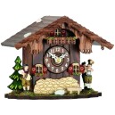 Coucou musical &agrave; poser en bois chalet musiciens 14 cm