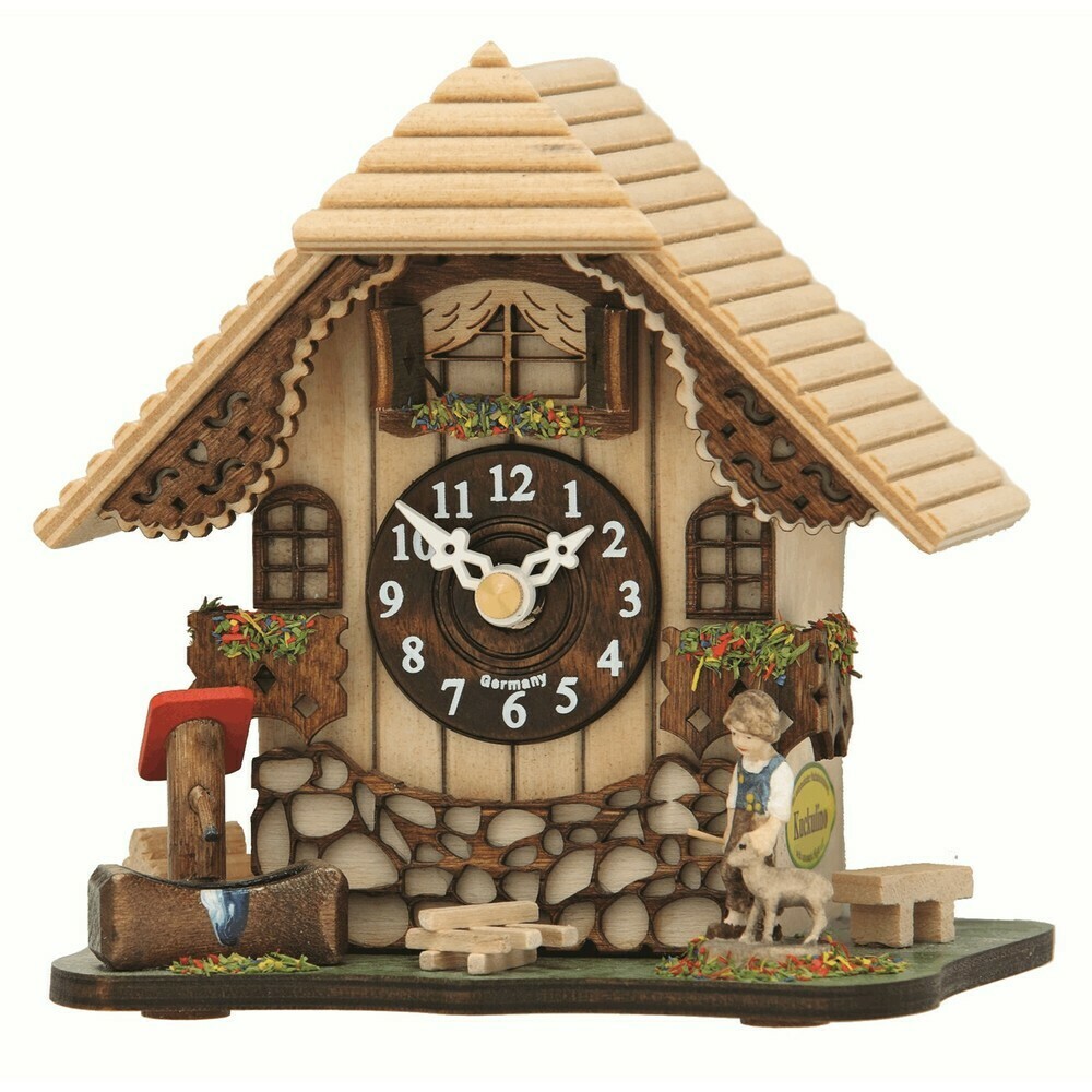 Horloge musicale &agrave; poser en bois clair petit berger 13 cm