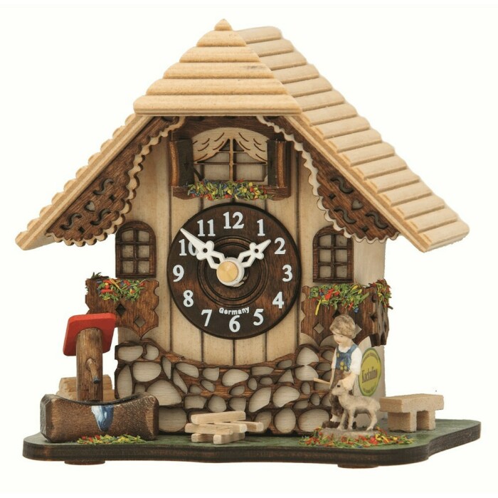 Horloge musicale à poser en bois clair petit berger 13 cm