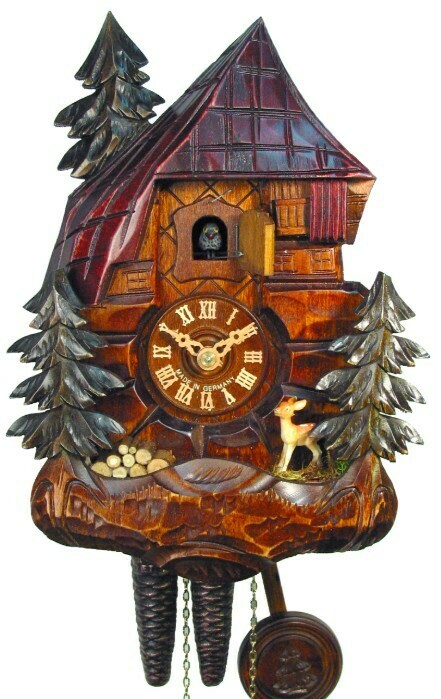 Horloge coucou mécanique 1 jour chalet de forêt coloré