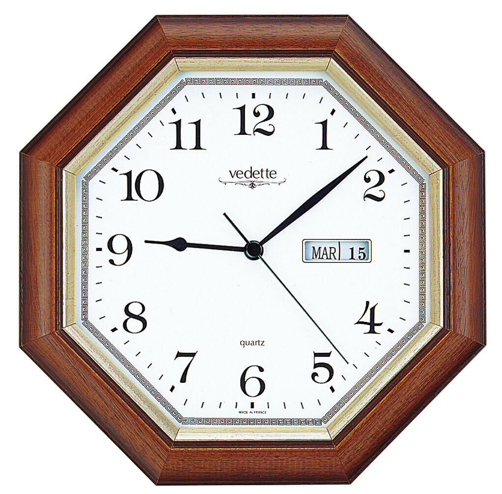 Pendule murale en bois massif &agrave; calendrier