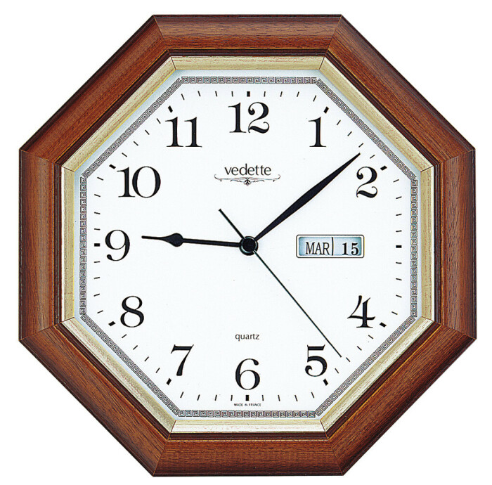 Pendule murale en bois massif à calendrier