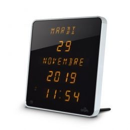 Horloge murale radio-pilot&eacute;e &agrave; calendrier &agrave; LED_profil