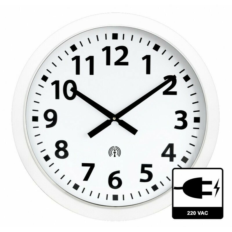Horloge murale radio-pilot&eacute;e entourage blanc &Oslash; 60 cm