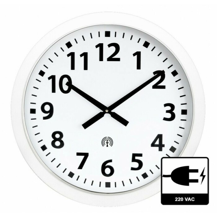 Horloge murale radio-pilotée entourage blanc Ø 60 cm