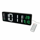 Horloge digitale affichage vert date et temp&eacute;rature_t&eacute;l&eacute;commande