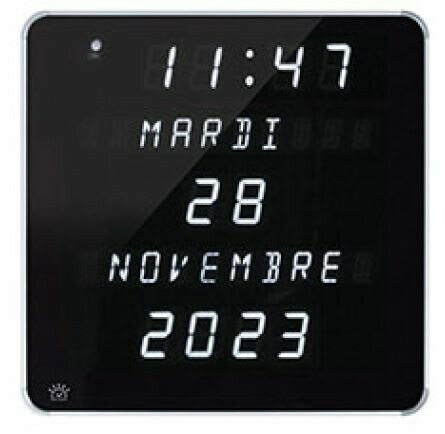 Horloge murale radio-pilotée à calendrier à LED