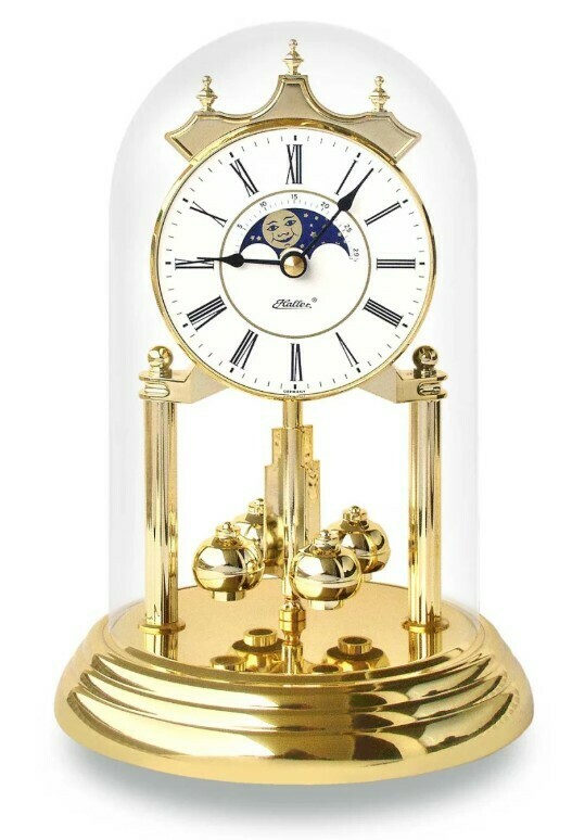 Pendule 400 jours en m&eacute;tal dor&eacute; 23 cm phase de lune