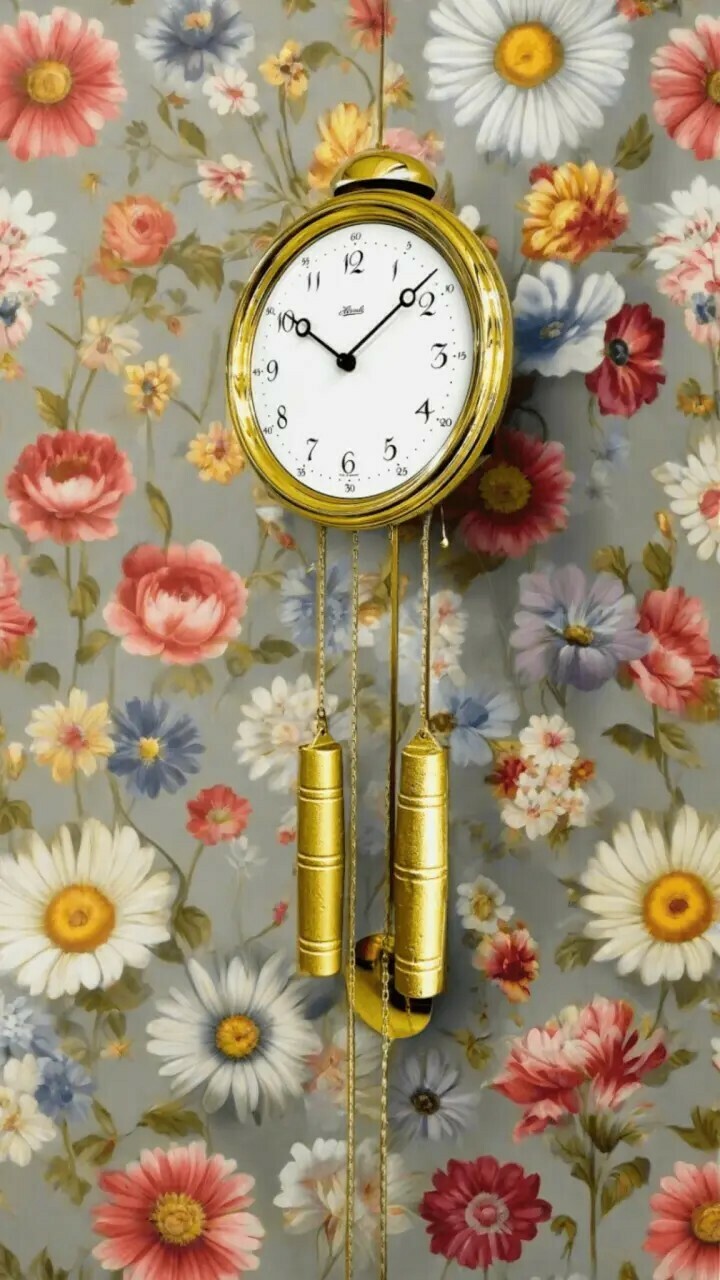 Horloge murale m&eacute;canique en laiton dor&eacute; situation