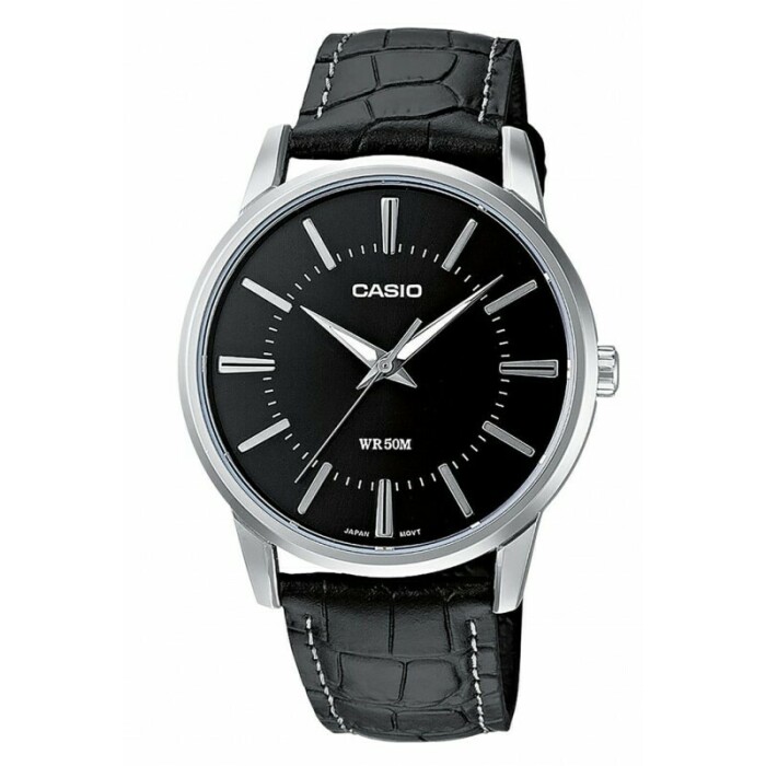 Montre noire Casio bracelet cuir