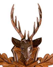 Horloge coucou m&eacute;canique traditionnel 1 jour t&ecirc;te de cerf 25 cm_zoom haut