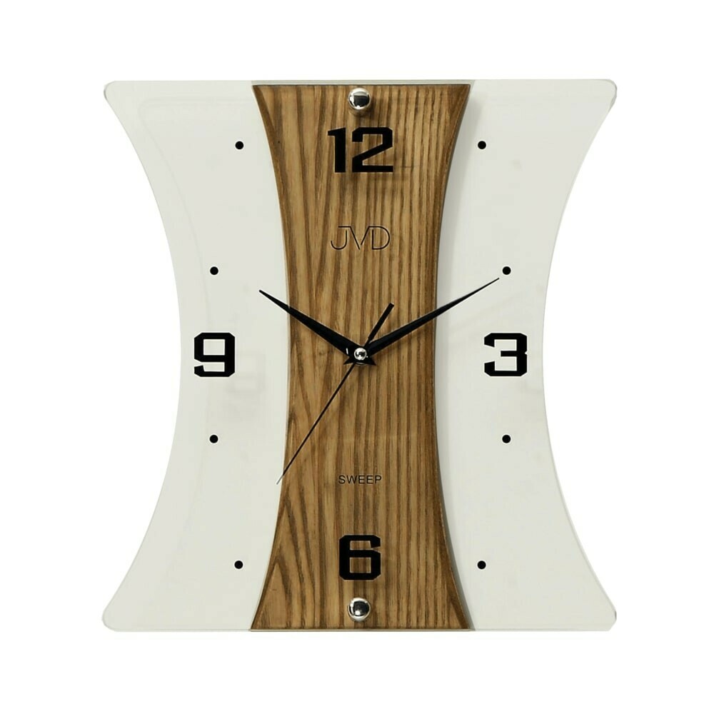 Horloge murale moderne incurv&eacute;e en bois fonc&eacute;