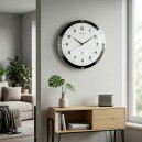 Pendule murale ronde radio-pilot&eacute;e Grey circle_lifestyle