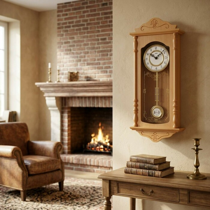 Carillon mural &agrave; quartz en bois d'aulne_lifestyle