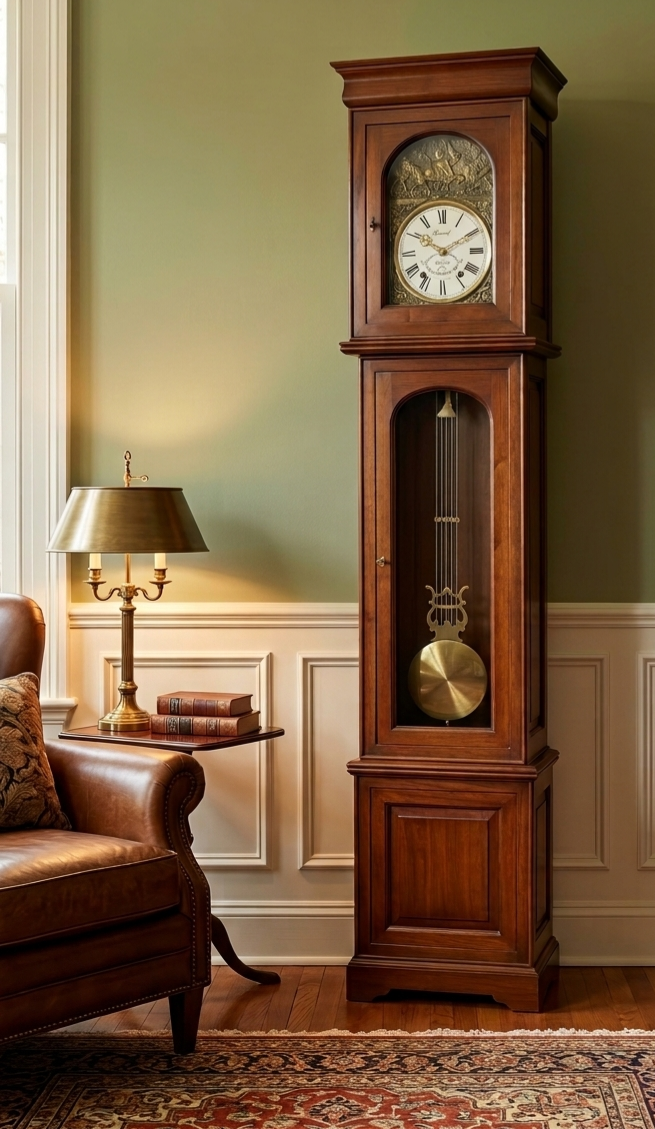 Horloge comtoise droite en bois couleur pain d epices