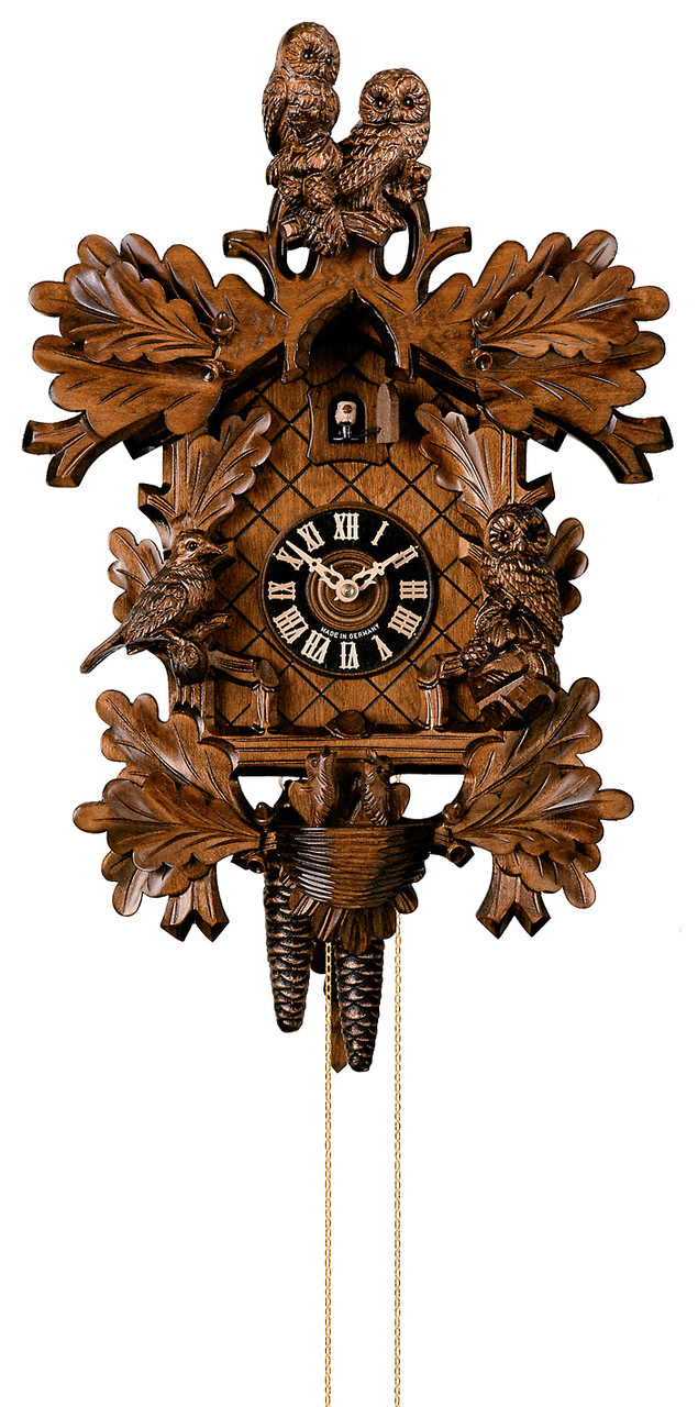 Horloge coucou m&eacute;canique traditionnel 1 jour hiboux