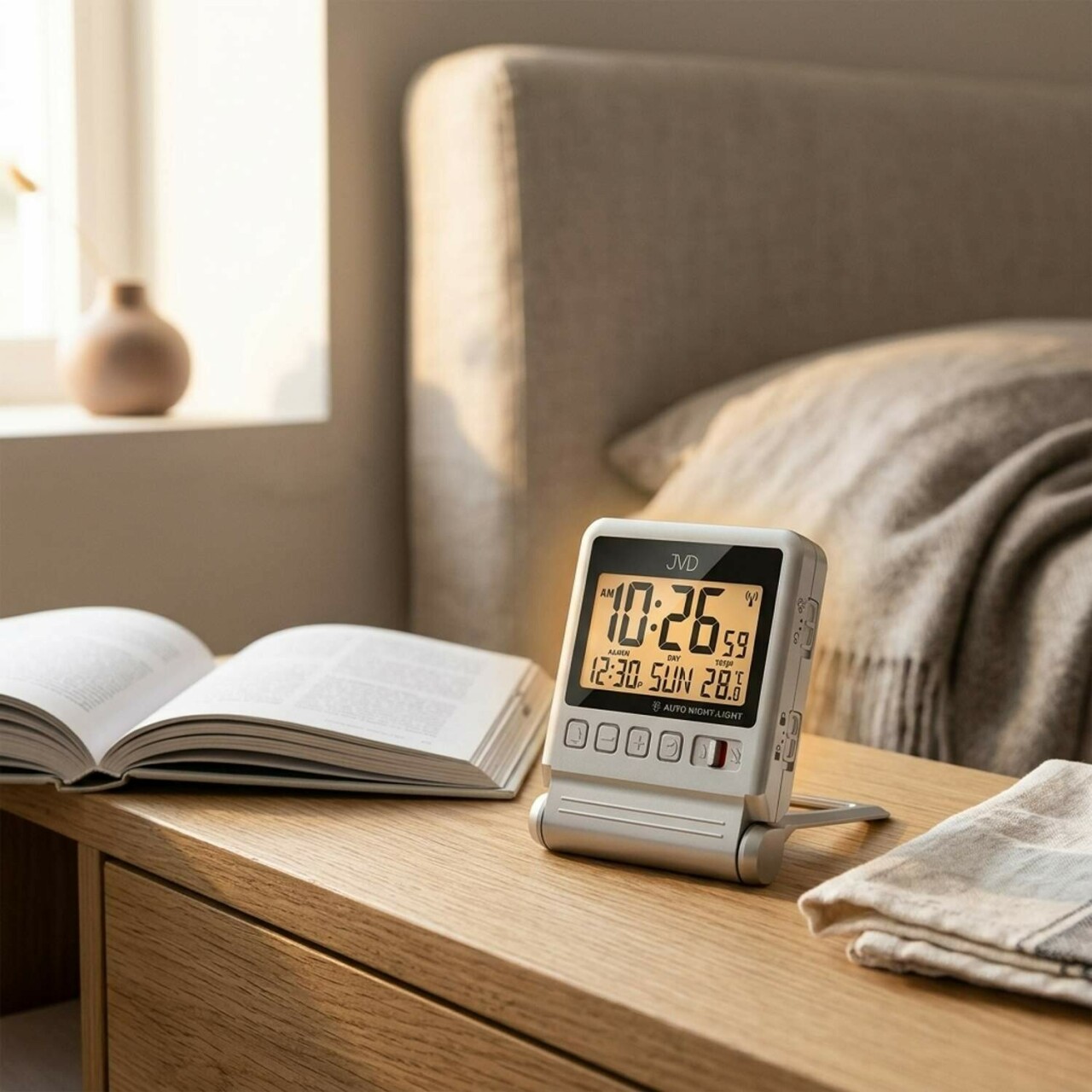 R&eacute;veil digital de voyage gris radio-pilot&eacute;_lifestyle