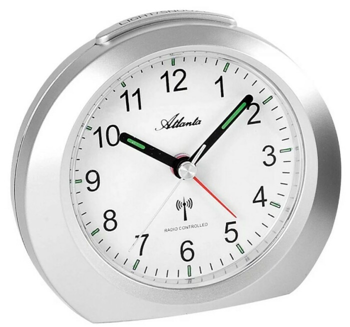 Réveil radio-piloté silencieux argenté