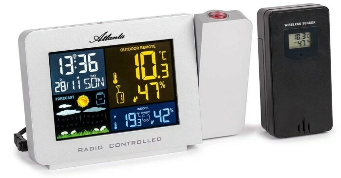Réveil de voyage digital blanc radio-piloté avec projection de l'heure
