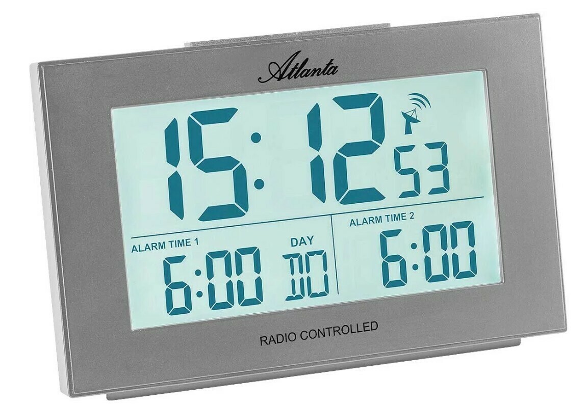 R&eacute;veil digital gris radio-pilot&eacute; double alarme